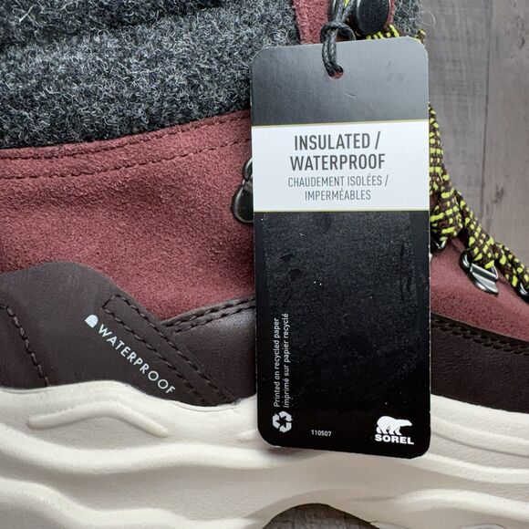 Sorel Kinetic Breakthru Conquest Womens 7 Sneaker Boots Bootie Waterproof Maroon - Picture 10 of 13